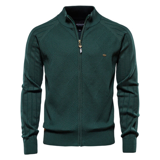 Herren Strickjacke mit Stehkragen R&B
