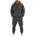 Herren nan technischer Cargo-Jogginganzug mit Halbzip, Kapuze und Mehrfachtaschen R&B
