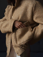 Damen Glamouröse Glitzerjacke mit oversized Schnitt und modischen Taschen R&B