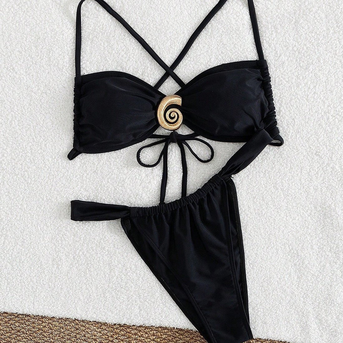 Damen Triangel-Bikini-Set mit dekorativem Ring R&B
