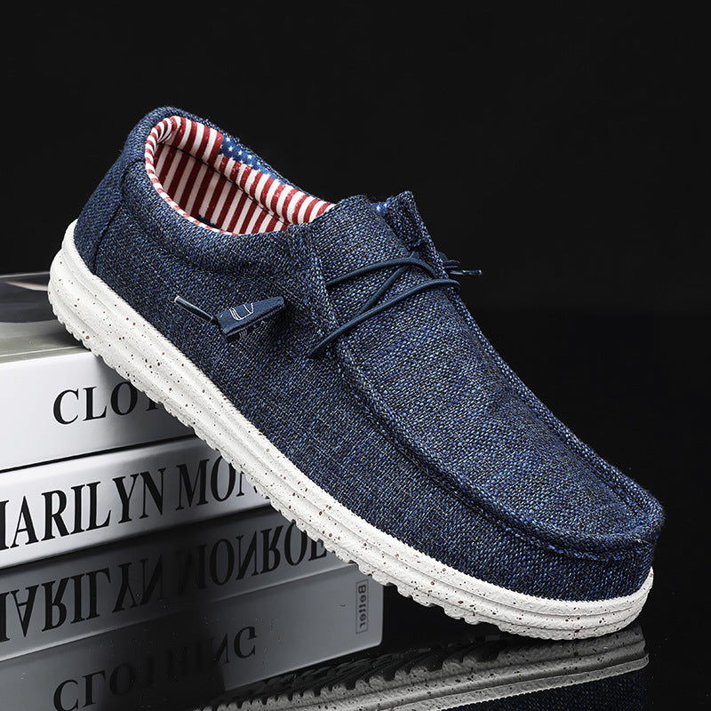 Unisex nan melierter Strick-Mokassin-Slipper mit elastischem Kordelzug und gedämpfter EVA-Laufsohle R&B