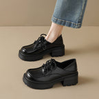 Damen elegante Schnürschuhe mit robustem Plateau