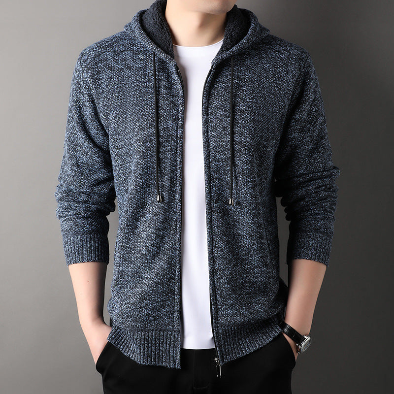 Herren modische Strickjacke mit Kapuze und weich gefüttertem Innenfutter R&B