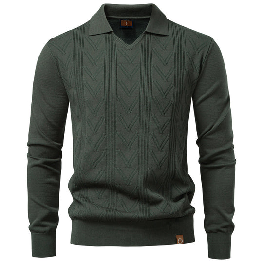 Herren Pullover mit V-Ausschnitt und strukturiertem Design R&B