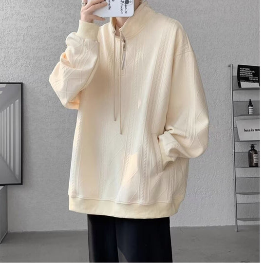 Damen lässiger Pullover mit modernem Stehkragen und Ringelzug R&B