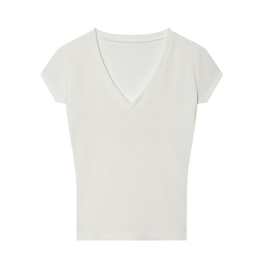 Damen V-Ausschnitt T-Shirt aus hochwertiger Baumwolle R&B