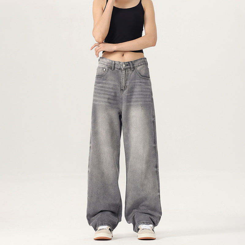 Damen Weite Jeanshose im lässigen Vintage-Stil mit hohem Bund R&B