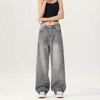 Damen Weite Jeanshose im lässigen Vintage-Stil mit hohem Bund R&B
