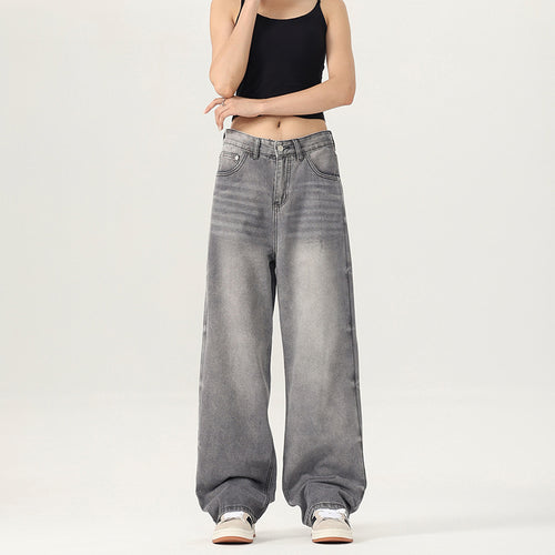 Damen Weite Jeanshose im lässigen Vintage-Stil mit hohem Bund R&B