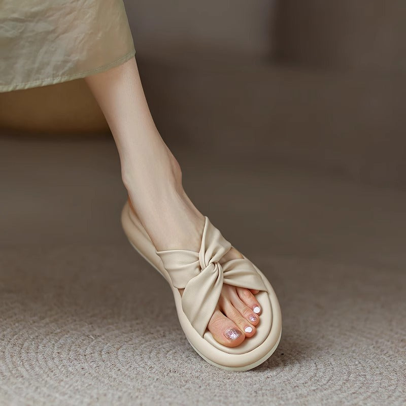 Damen Bequeme Zehentrenner-Pantoletten mit modischem Knoten-Design R&B
