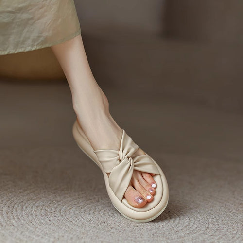 Damen Bequeme Zehentrenner-Pantoletten mit modischem Knoten-Design R&B