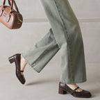 Damen elegante Mary Janes mit Blockabsatz und modischer Schnalle R&B
