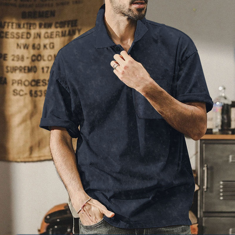 Herren lässiges Kurzarmhemd mit praktischer Brusttasche und softer Textur R&B