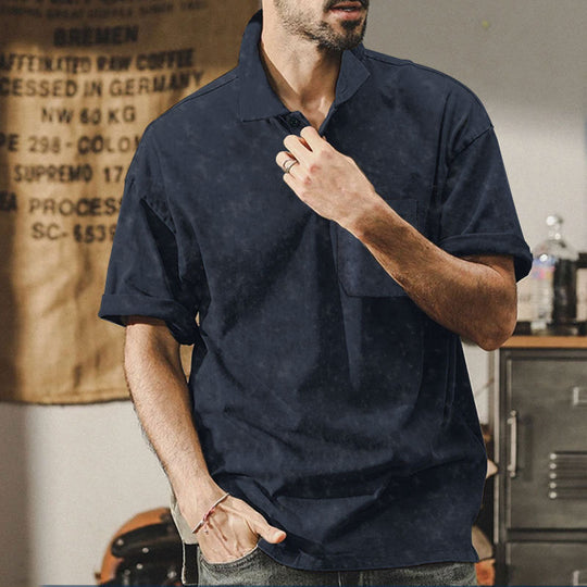 Herren lässiges Kurzarmhemd mit praktischer Brusttasche und softer Textur R&B