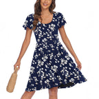 Damen Sommerliches Kleid mit floralem Muster und schwingendem Rock R&B