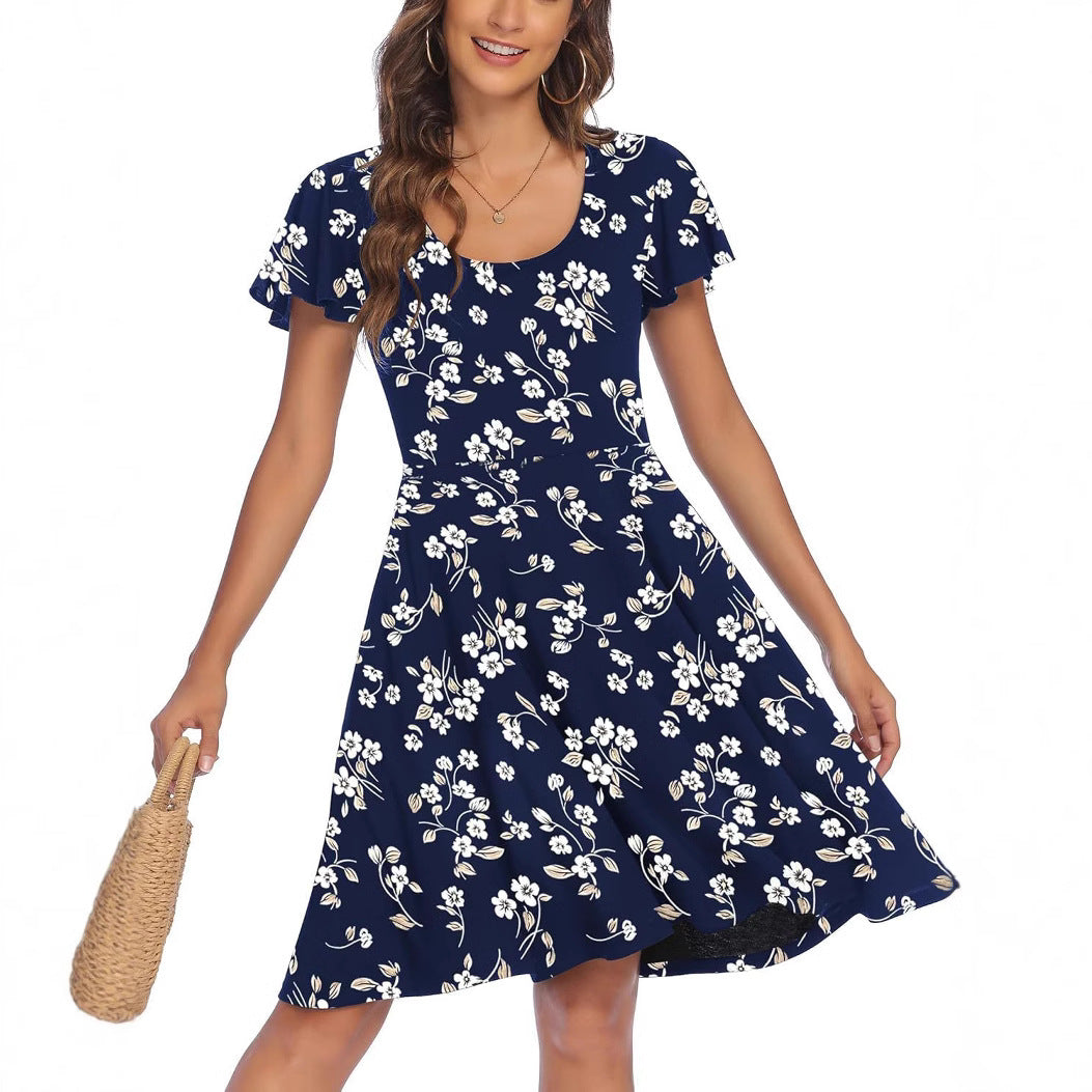 Damen Sommerliches Kleid mit floralem Muster und schwingendem Rock R&B