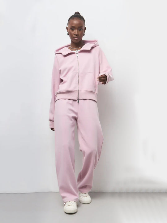 Damen komfortables Set aus Hoodie und Jogginghose mit Reißverschluss R&B