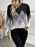 Damen Langarmshirt mit modernem geometrischem Muster R&B
