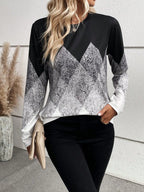 Damen Langarmshirt mit modernem geometrischem Muster R&B