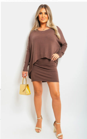 Damen asymmetrisches Minikleid mit überschnittenen Schultern R&B