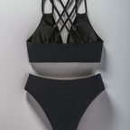 Damen Triangel-Bikini mit geflochtenen Trägern und hohem Schnitt R&B