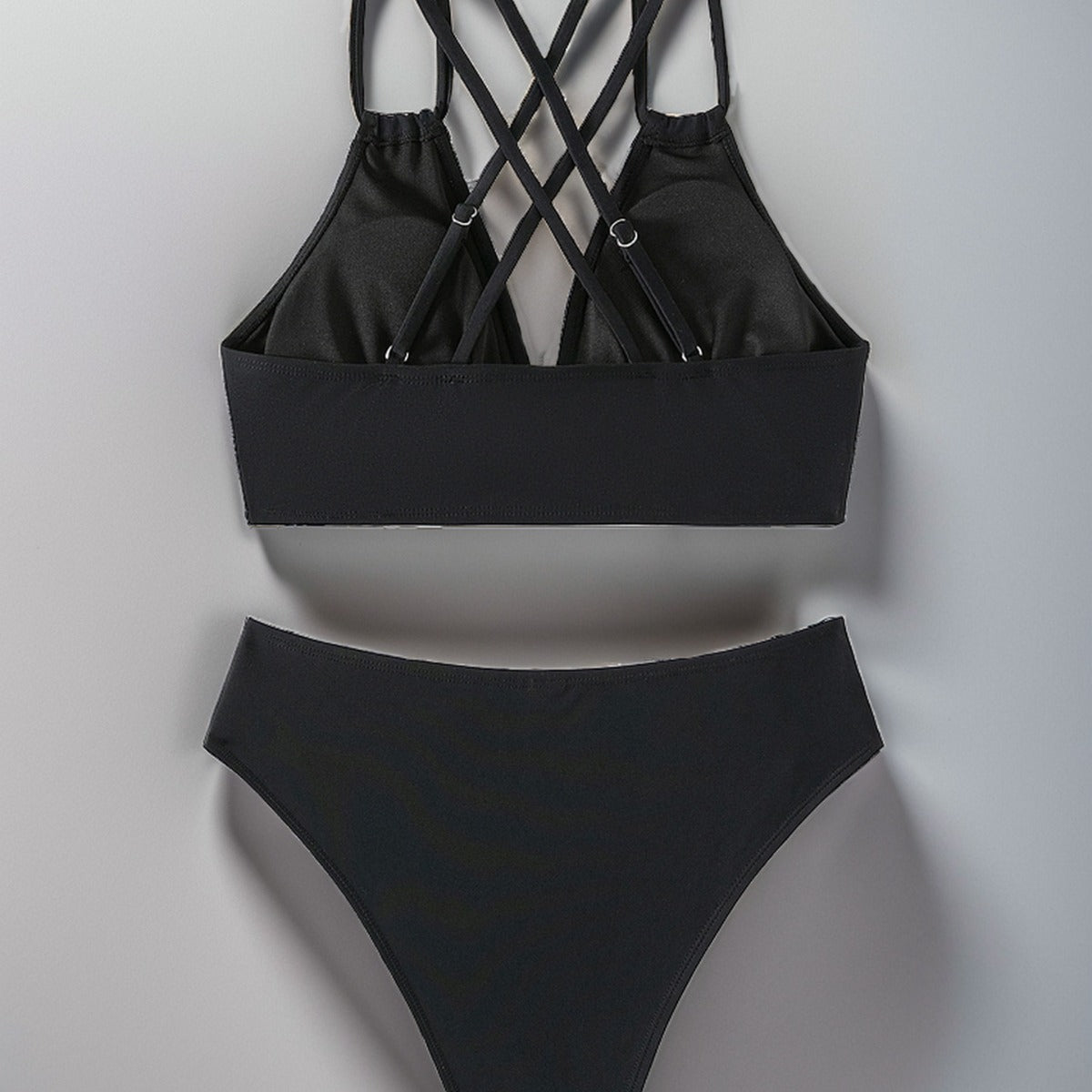 Damen Triangel-Bikini mit geflochtenen Trägern und hohem Schnitt R&B