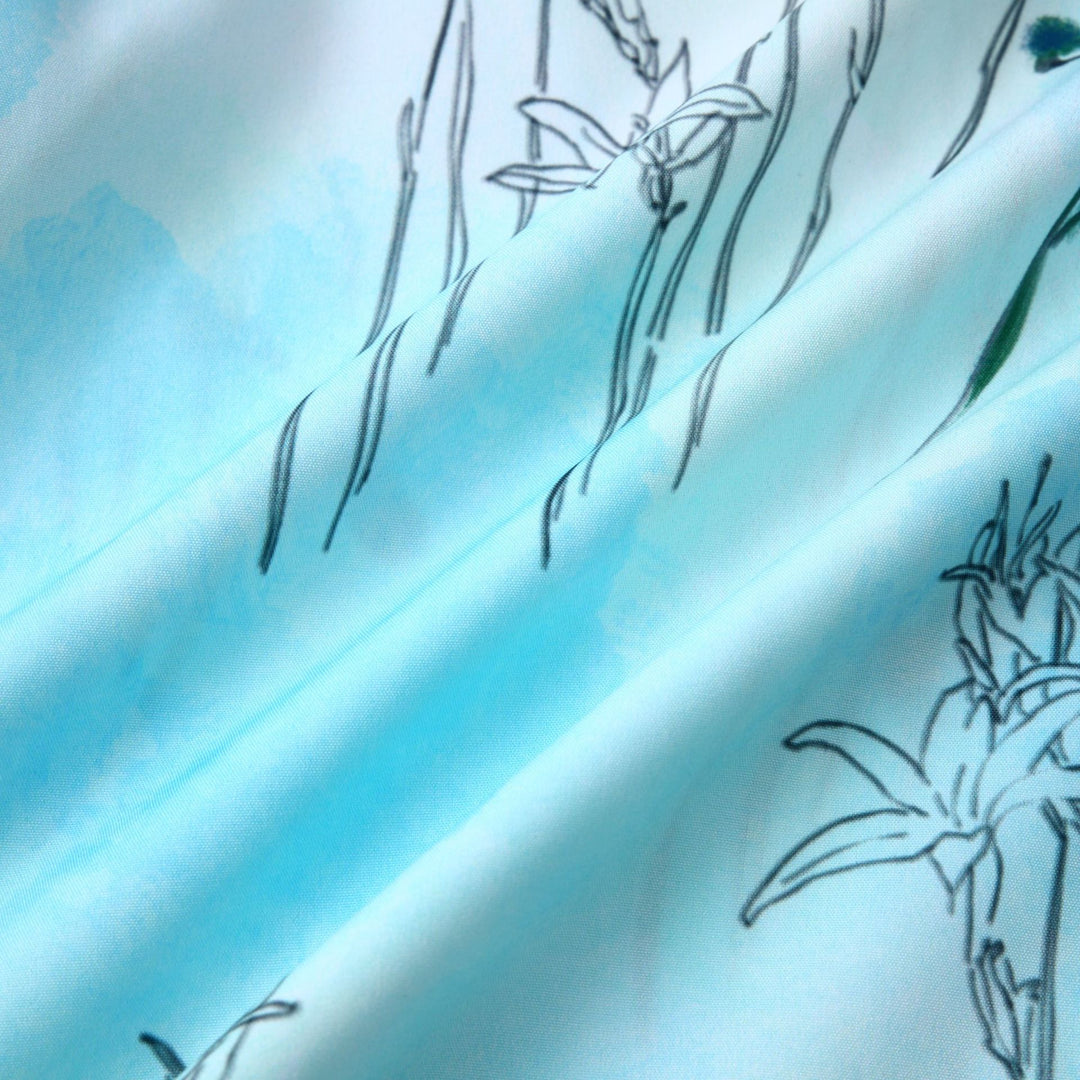 Damen Kurzarmhemd mit floralem Aquarelldruck und lockerer Passform R&B