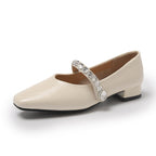 Damen elegante Mary Jane Schuhe mit modischem Riemen und funkelnden Applikationen R&B