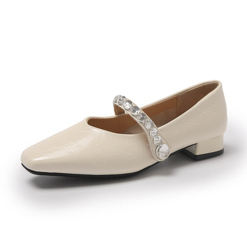 Damen elegante Mary Jane Schuhe mit modischem Riemen und funkelnden Applikationen R&B