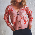 Damen Strickjacke mit floralen Mustern und dekorativen Knöpfen R&B