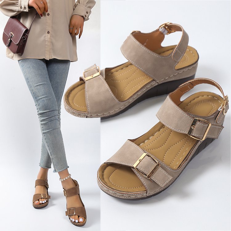 Damen Komfortable Wedge-Sandalen mit verstellbaren Riemen R&B