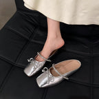 Damen elegante Ballerina-Slipper mit funkelndem Schleifenakzent und klassischer Form R&B