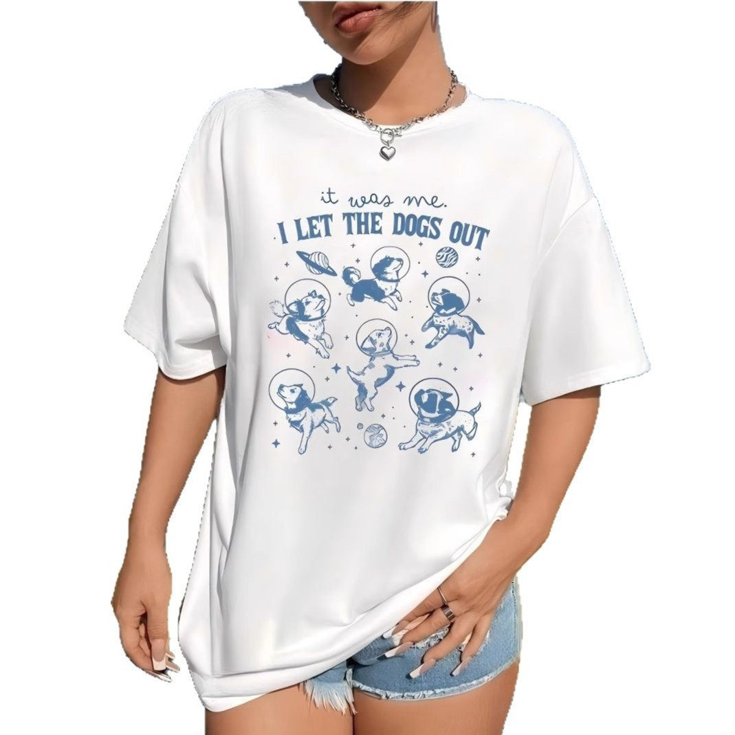 Damen T-Shirt mit kreativem Hundedesign und lässigem Schnitt R&B