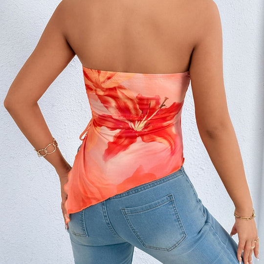 Damen Oberteil mit asymmetrischem Schnitt und floralem Design R&B