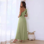 Damen Maxikleid mit asymmetrischem Ausschnitt und eleganter Schulterpartie R&B