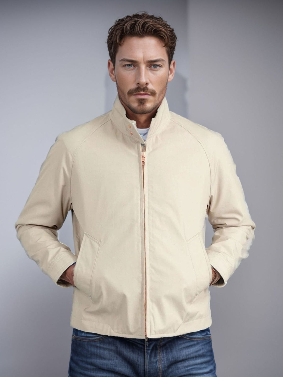 Herren sportliche Utility-Jacke mit wärmendem Innenfutter und stylischem Kragen R&B