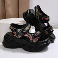 Damen Wedge-Sandalen mit modischen Klettverschluss und trendiger Profilsohle R&B