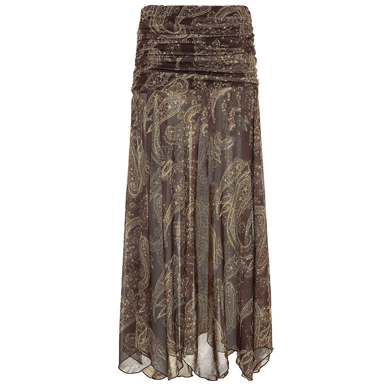Damenrock mit asymmetrischem Saum und Paisleymuster R&B