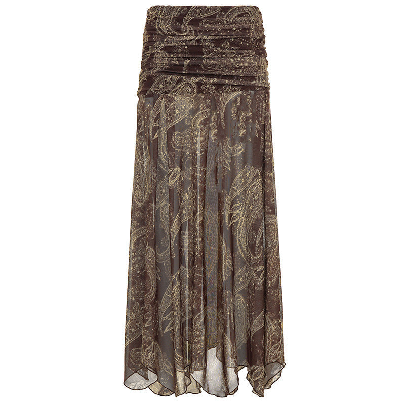 Damenrock mit asymmetrischem Saum und Paisleymuster R&B