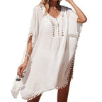 Damen luftiger Kaftan mit fransigen Akzenten und durchbrochenem Design R&B