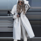 Damen Modische Longjacke mit Kapuze und Taschen R&B