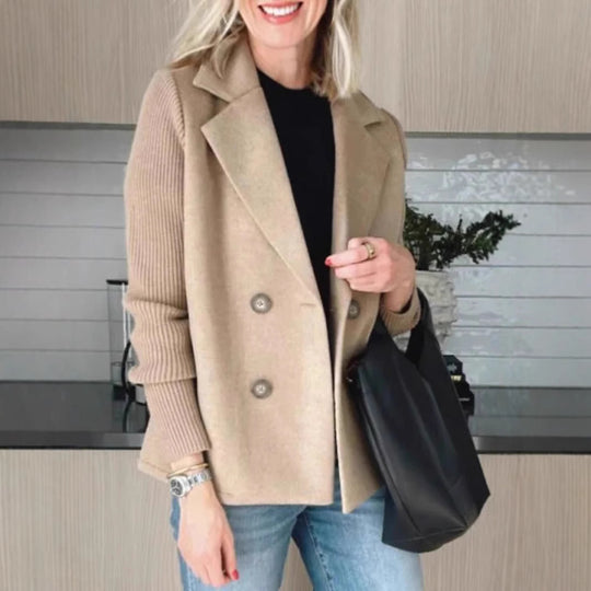 Damen Modischer Blazer mit doppelter Knopfleiste und Rippärmel R&B