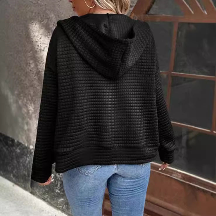 Damen Kapuzenjacke mit strukturiertem Waffelmuster und praktischem Reißverschluss R&B