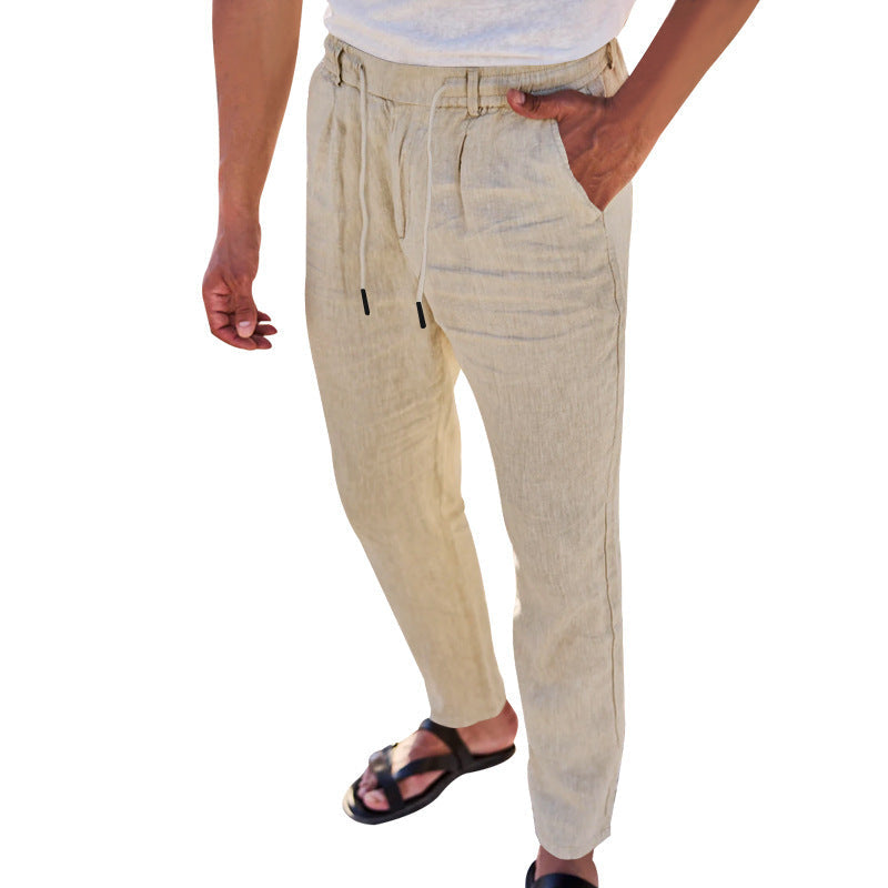 Herren lässige Leinenhose mit elastischem Bund und praktischen Seitentaschen R&B
