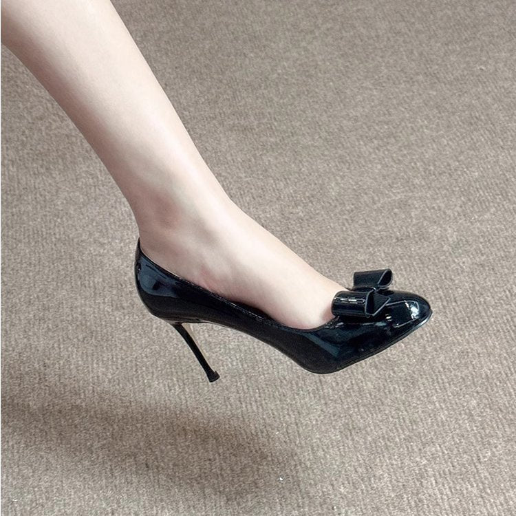 Damen elegante Pumps mit dekorativer Schleife und hohem Absatz R&B