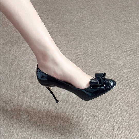 Damen elegante Pumps mit dekorativer Schleife und hohem Absatz R&B