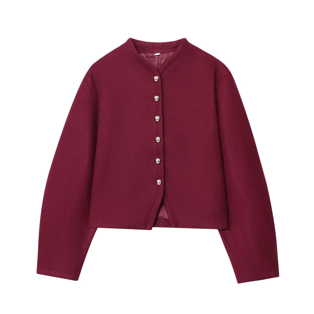 Damen elegante kurz geschnittene Jacke mit dekorativen Knopfdetails R&B
