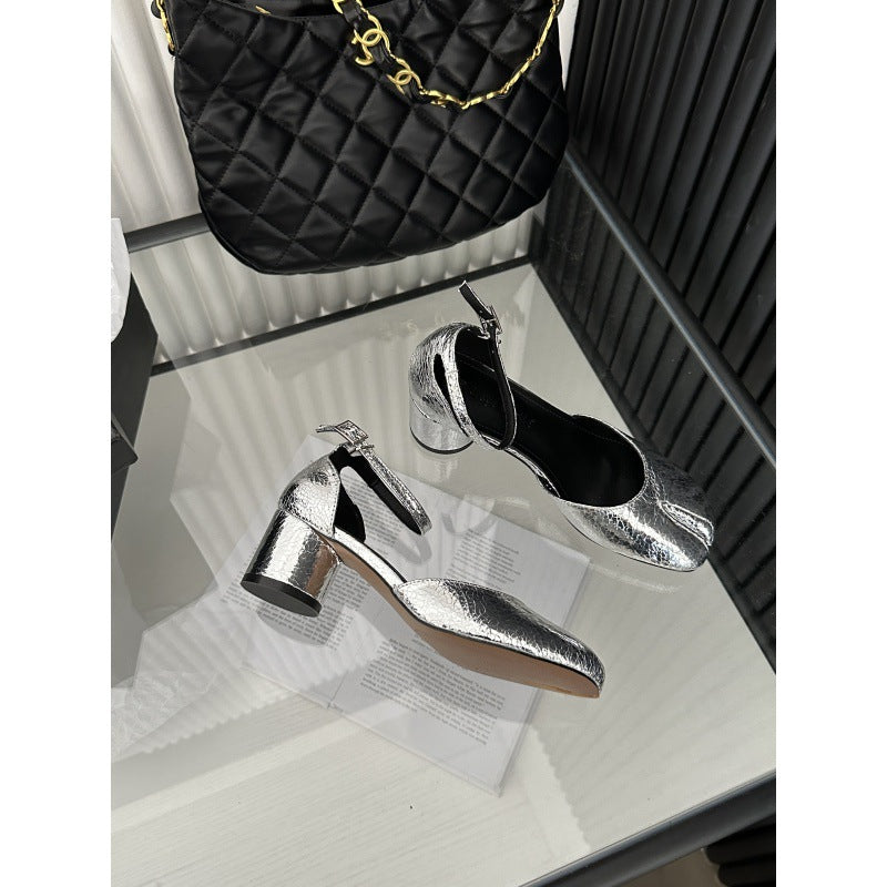 Damen schicke Slingback-Pumps mit modischem Glanz R&B