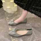 Damen elegante Ballerinas mit funkelndem Schleifendetail R&B