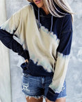 Damen lockerer Hoodie mit tieferem Kragen und einzigartigem Batikdesign R&B